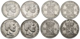 924 HOLANDA. Lote Compuesto Por 4 Monedas De Willem III. 2 1/2 Gulden 1871, 1872, 1873 Y 1874. Ar. MBC-/MBC. - Other & Unclassified