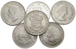 930 SUDAFRICA. Lote Compuesto Por 6 Monedas De Elizabeth II Y Georgius VI. 5 Schillings 1951, 1952, 1953, 1956, 1958 Y 1 - Altri & Non Classificati