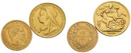 939 MUNDIAL. Conjunto Compuesto Por 10 Francs De Napoleón Del 1857 Y 1 Sovereing De 1900 Copia De Joyería Usada Como Joy - Other & Unclassified