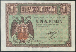953 1 Peseta. 30 De Abril De 1938. Banco De España, Burgos. Serie A. (Edifil 2017: 428). SC-. - Other & Unclassified