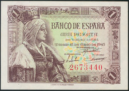 963 1 Pesetas. 15 De Junio De 1945. Sin Serie. (Edifil 2017: 448). SC. - Altri & Non Classificati