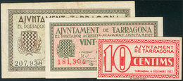 976 Conjunto De Billetes Locales Del Periodo De La Guerra Civil Del Ajuntament De Tarragona. BC. - Otros & Sin Clasificación