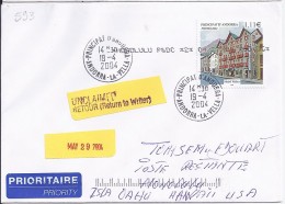 TP N° 593 SEUL  SUR LETTRE DU 19.04.04 POUR HAWAÏ - Lettres & Documents