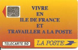 CARTEµ-PUBLIC-F-136B-1990-50U-SC5An-Trou 6-LA POSTE-Ile De France-5 Ge 21804-8 Et 0 Envers-UTILISEE- TBE-RARE - 1990