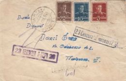 KING MICHAEL, CENSORED TIMISOARA NR 23 AND PITESTI NR 23, WW2, STAMPS ON REGISTERED COVER, 1944, ROMANIA - Lettres & Documents