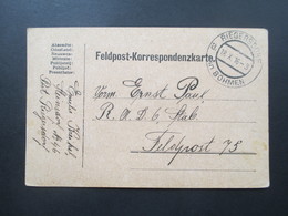 Österreich 1916 Feldpost Korrespondenzkarte. Stempel: Riegersdorf In Böhmen. - Brieven En Documenten