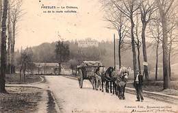 95 - Presles - Le Château, Vu De La Route Nationale (animée, Attelage, Chevaux, 1914) - Presles