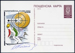 Biathlon - Irina Nikulchina (bronze Medalist) Salt Lake City - Bulgaria / Bulgarie 2002 -  Postal  Card With Autograph - Invierno