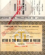 87- LIMOGES- TRES RARE ACTION CINQ MILLE FRANCS PORTEUR- COMPAGNIETROLLEYBUS -IMPASSE CLOS MOREAU-PETRUS BERNRD LYON - Transport