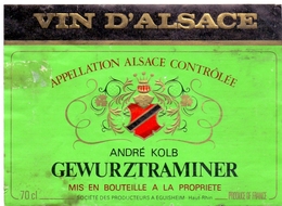 Etiket Etiquette - Vin - Wijn - D'Alsace - Gewurztraminer - Andre Kolb - Eguiseheim - Gewurztraminer