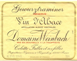 Etiket Etiquette - Vin - Wijn - D'Alsace - Gewurztraminer - Domaine Weinbach - Colette Faller - Gewürztraminer