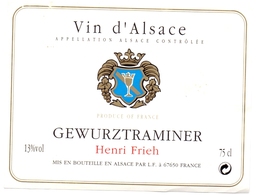 Etiket Etiquette - Vin - Wijn - D'Alsace - Gewurztraminer - Henri Frieh - Gewurztraminer