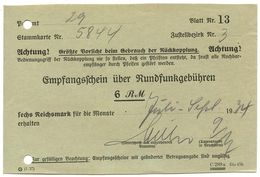 Germany 1934 Empfangsschein über Rundfunkgebühren - 1900 – 1949