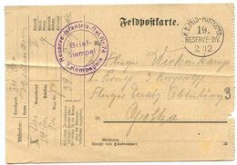 Germany 1915 WWI Feldpostkarte K.D. Feld-Postexped. 19 Reserve-Div. To Gotha - Feldpost (Portofreiheit)