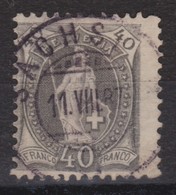 SUISSE 1882-1904 : 'HELVETIE DEBOUT', 40c Gris (ZNr 69A), Belle Oblitération Sachseln 11.VIII.87, Bonne Cote - Unused Stamps
