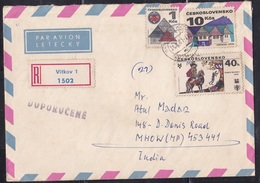 CZECHOSLOVAKIA, 1981,  Registered Airmail  Cover To India With 3 Stamps, # 313 - Sobres