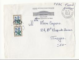 Devant De Lettre Nice Pour Troyes - 1968 - Non Affranchie Et Taxée à 0,60 Fr - 1960-.... Covers & Documents