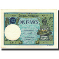 Billet, Madagascar, 10 Francs, Undated (1937-47), KM:36, SPL - Madagaskar