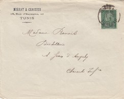 LETTRE. TUNISIE 1917. NIÉRAT & CERISIER RUE D'ESPAGNE TUNIS PUR ST JEAN D'ANGELY - Brieven En Documenten