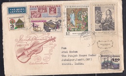 CZECHOSLOVAKIA, 1977,  Airmail  Cover  To India With 10 Stamps Including 1966 Rare Painting Stamp Vaclac Hollar,  #320 - Buste