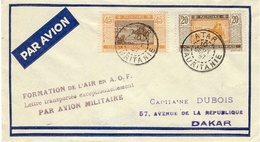 10-9-1937 -env. Affr. 65 C D'ATAR  " Formation De L'air En A.O.F/ Lettre Transportée Except./Par Avion  Militaire " - Storia Postale