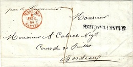 1843- Lettre De Cayenne " Par Le Guyanais" Entrée OUTRE-MER / NANTES Rouge - Taxe 7 - Altri & Non Classificati