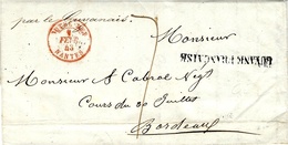 1843- Lettre De Cayenne " Par Le Guyanais" Entrée OUTRE-MER / NANTES Rouge - Taxe 7 - Sonstige & Ohne Zuordnung