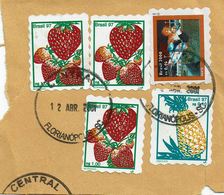 Brazil , Bresil , Brasil , 1997 , 2000 , Fruits  ,  Abacaxi , Papaia , Skate , Florianapolis Postmark - Skateboard