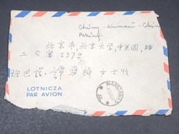 POLOGNE - Enveloppe De Varsovie Pour Pékin En 1960 , Affranchissement Au Verso - L 19389 - Storia Postale