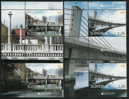 ESLOVENIA/ SLOVENIA/ SLOWENIEN  -EUROPA 2018 - "PUENTES.- BRIDGES - BRÜCKEN - PONTS".- DOS GUTTER PAIR VERTICAL - 2018