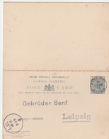 Gambie Entier Postal Double Pour L'Allemagne 1895 - Gambia (...-1964)