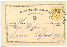 Austria 1876 2kr Franz Josef Postal Card Brünn (Brno) To Schneeberg - Tarjetas