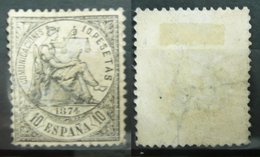 Spain 1874 Allegory Of Justice 10Pta Black Mi.144 Yv.150 Partial Gum Repaired MH AM.555 - Unused Stamps