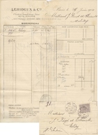 Bordereau De L’entreprise LEHIDEUX & Cie  PARIS  24 Juin 1904  Affranchissement 30  Centimes Semeuse Lignée - 1903-60 Sower - Ligned