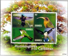 HUMMING BIRDS OF THE CARIBBEAN-MS-DOMINICA-2007-LIMITED ISSUE-SCARCE-MNH-M2-139 - Colibríes