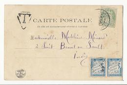 Carte Postale Pour St Benoit Du Sault (1903) - Taxée à 10 Cts - 1859-1959 Covers & Documents