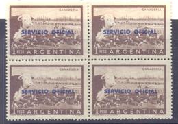 1955. Argentina, Mich.81,overprint "Servicio Official" In #624, 4v In Block,  Mint/** - Nuevos