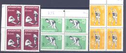 1959. Argentina, Sport Festival Panamerican, Chicago, Mich.706/08, 4 Sets In Blocks Of 4v, Mint/** - Neufs