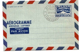 Islande Aérogramme Cto 1954 Aerogram Air Letter Entier Entero Ganzsache Lettre Carta Belege Airmail Cover - Lettres & Documents