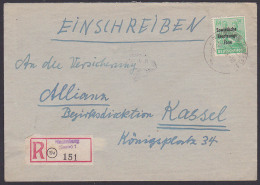 NAUMBURG (Saale)  1948 SBZ 197 Aufdruck Aushilfs-R-Zettel Mit 84 Pf Arbeiter Nach Kassel - Sovjetzone