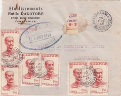 MADAGASCAR - DEVANT DE LETTRE RECOMMANDE TANANARIVE 20.8.1948 - ETS EMILE RAKOTOBE / 1 - Covers & Documents