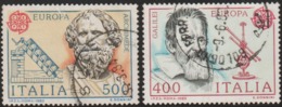 EUROPA 1983 USED COMPLETE SET FROM  ITALY..GREAT WORKS OF HUMANITY.GALILEO & TELESCOPE/ SCREW OF ARCHIMEDES - 1983