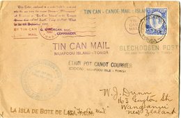 TONGA LETTRE AVEC CACHET "TIN CAN - CANOE MAIL : ISLAND" + CACHET "ETAIN POT CANOT COURRIER" DEPART NIUAFOOU ? SEP 1937 - Tonga (...-1970)