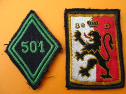 Militaria/2  Ecussons Tissu à Coudre/ Lion  Origine à Déterminer/ 501éme De Chars De Combat/ Vers 1950-60      ET201 - Escudos En Tela