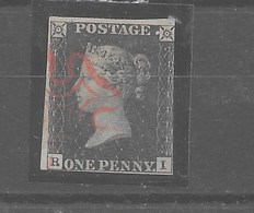 Sello De Inglaterra "Black Penny" Red Maltese Cross Nº Yvert 1 Nº Scott 1c O - Used Stamps