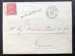 Italie Levant 1874 40 Centisimi Rouge De TUNISI Par La Voie Maritime Italienne, - Emissions Générales