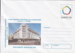 TOURISM, BUCHAREST HILTON HOTEL, FRANCOPHONY CONFERENCE, COVER STATIONERY, ENTIER POSTAL, 1998, ROMANIA - Hotel- & Gaststättengewerbe