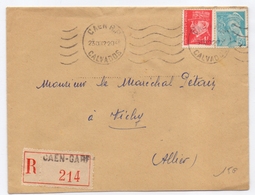 Lettre Adresse Au Marechal Petain En Recommandée D Office 50 C Mercure 1 Fr Petain De Caen Calvados - Guerre De 1939-45