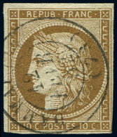 EMISSION DE 1849 - 1a   10c. Bistre-brun, Obl. Càd T15 DAMMARTIN 12/2/52, TTB. S - 1849-1850 Ceres