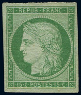 (*) EMISSION DE 1849 - 2    15c. Vert, Authentique Mais Réparé Et Aminci, Bonne Pièce D'attente - 1849-1850 Ceres